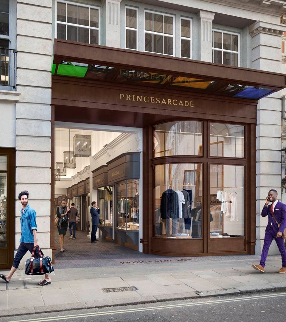 property branding for princes arcade London - cgi